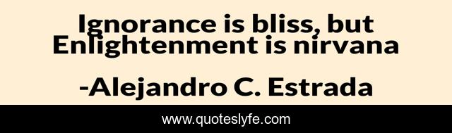 Ignorance is bliss, but Enlightenment is nirvana