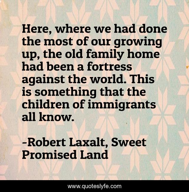 Here, where we had done the most of our growing up, the old family home had been a fortress against the world. This is something that the children of immigrants all know.