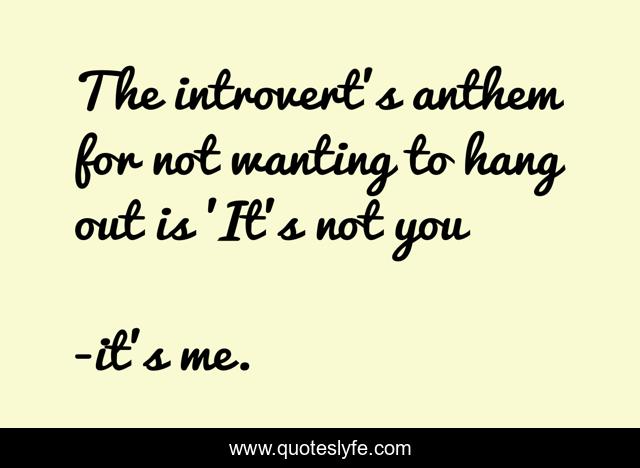 The introvert's anthem for not wanting to hang out is 'It's not you