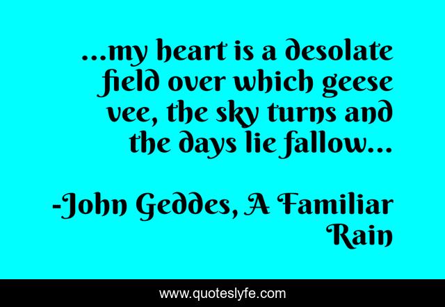...my heart is a desolate field over which geese vee, the sky turns and the days lie fallow...