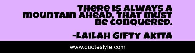 There is always a mountain ahead, that must be conquered.