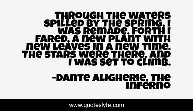 Through the waters spilled by the spring, I was remade. Forth I fared, a new plant with new leaves in a new time. The stars were there, and I was set to climb.