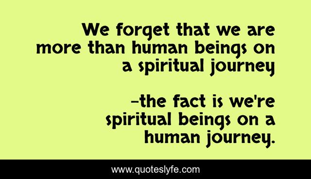 We forget that we are more than human beings on a spiritual journey