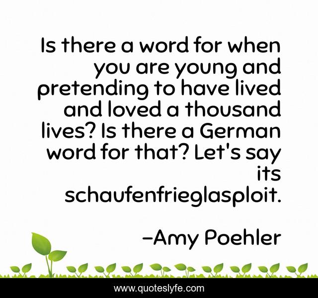 Is there a word for when you are young and pretending to have lived and loved a thousand lives? Is there a German word for that? Let's say its schaufenfrieglasploit.