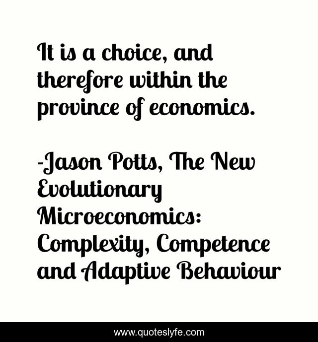 It is a choice, and therefore within the province of economics.