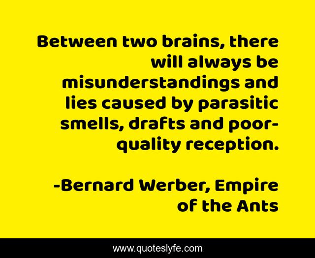 Between two brains, there will always be misunderstandings and lies caused by parasitic smells, drafts and poor-quality reception.