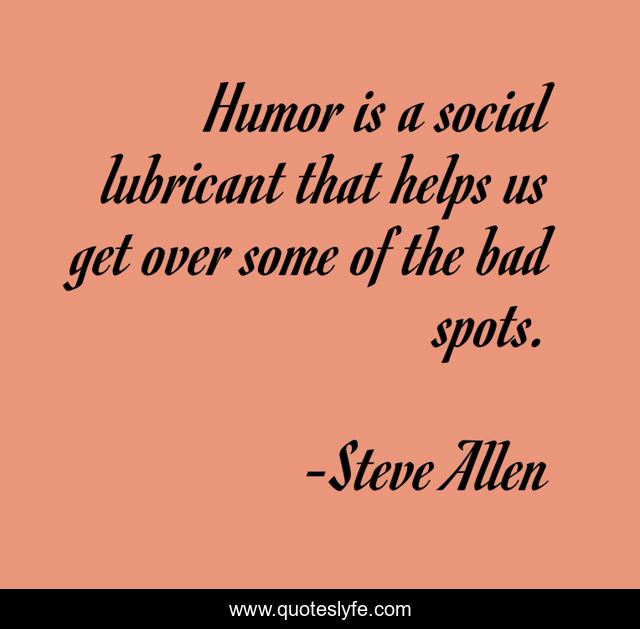 Humor is a social lubricant that helps us get over some of the bad spots.