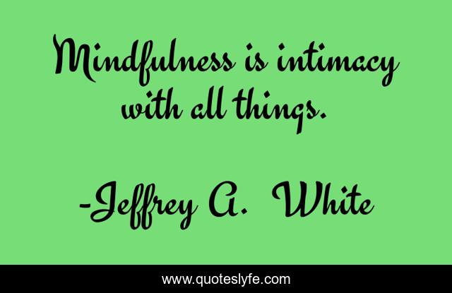 Mindfulness is intimacy with all things.