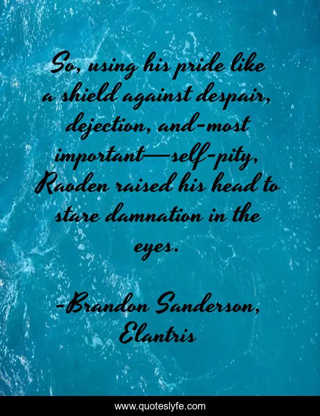 So, using his pride like a shield against despair, dejection, and-most important—self-pity, Raoden raised his head to stare damnation in the eyes.
