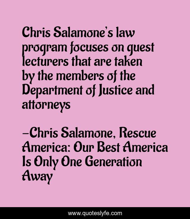 Chris Salamone’s law program focuses on guest lecturers that are taken by the members of the Department of Justice and attorneys