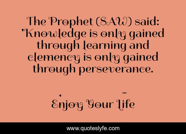 The Prophet (SAW) said: 'Knowledge is only gained through learning and clemency is only gained through perseverance.
