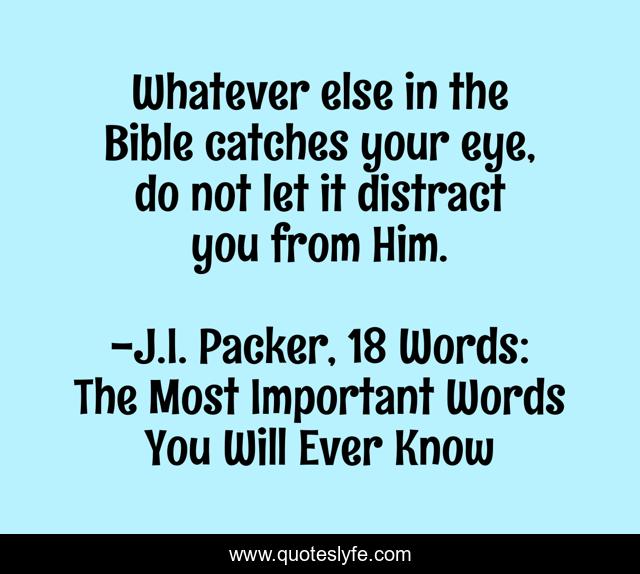 Whatever else in the Bible catches your eye, do not let it distract you from Him.