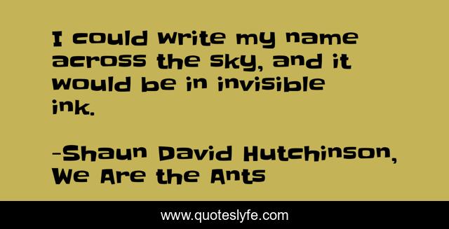 I could write my name across the sky, and it would be in invisible ink.