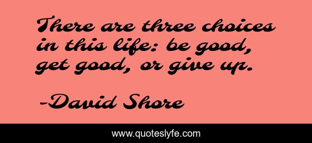 There are three choices in this life: be good, get good, or give up.