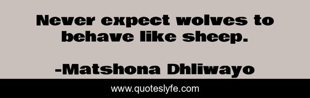 Never expect wolves to behave like sheep.