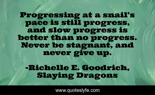 Progressing at a snail’s pace is still progress, and slow progress is better than no progress. Never be stagnant, and never give up.