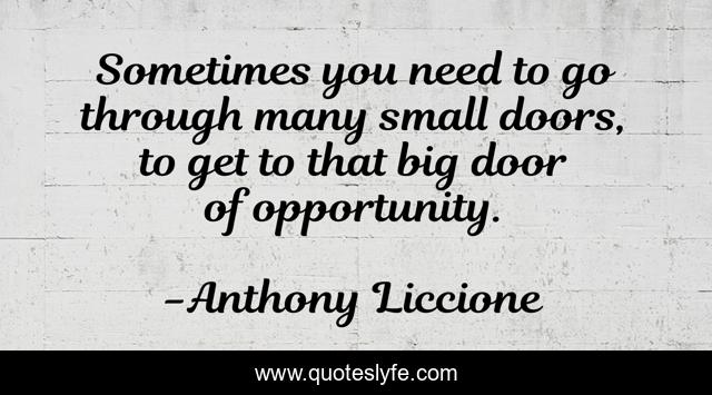 Sometimes you need to go through many small doors, to get to that big door of opportunity.