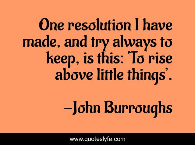 One resolution I have made, and try always to keep, is this: ‘To rise above little things’.