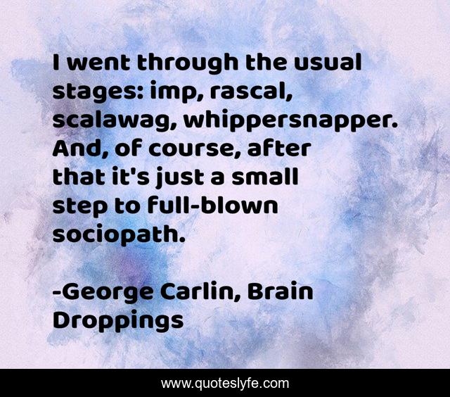 I went through the usual stages: imp, rascal, scalawag, whippersnapper. And, of course, after that it's just a small step to full-blown sociopath.