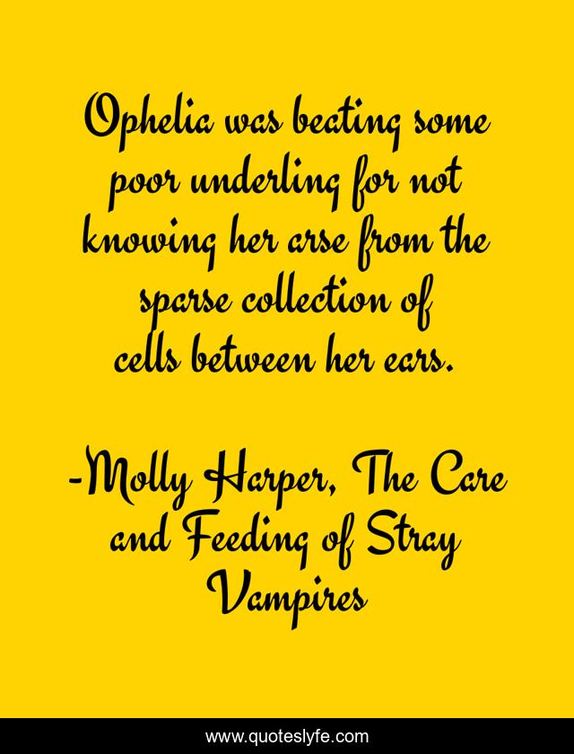 Ophelia was beating some poor underling for not knowing her arse from the sparse collection of cells between her ears.
