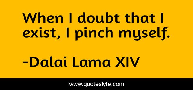 When I doubt that I exist, I pinch myself.