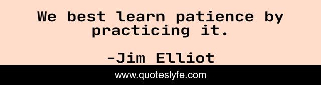 We best learn patience by practicing it.