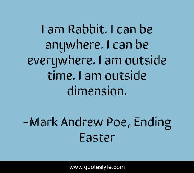 I am Rabbit. I can be anywhere. I can be everywhere. I am outside time. I am outside dimension.