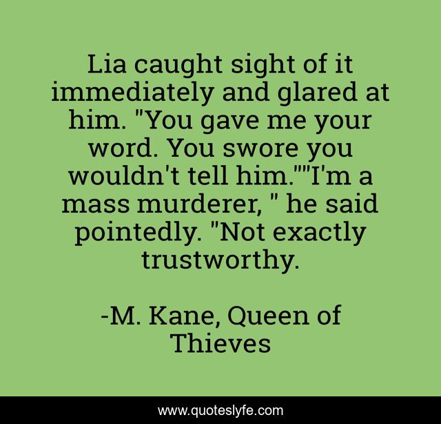 Lia caught sight of it immediately and glared at him. 