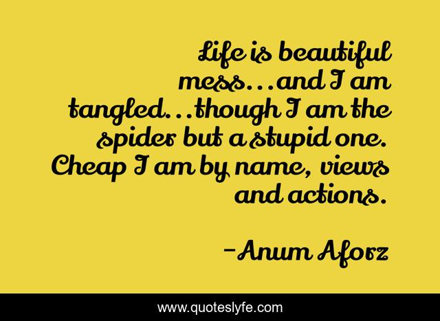Life is beautiful mess...and I am tangled...though I am the spider but a stupid one. Cheap I am by name, views and actions.