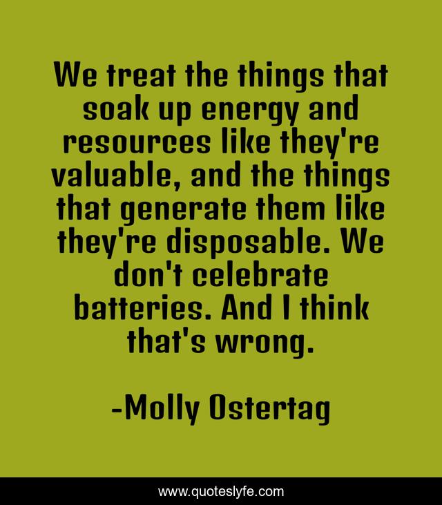 We treat the things that soak up energy and resources like they're valuable, and the things that generate them like they're disposable. We don't celebrate batteries. And I think that's wrong.