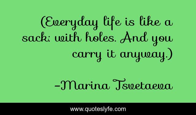 (Everyday life is like a sack: with holes. And you carry it anyway.)