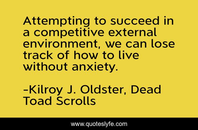 Attempting to succeed in a competitive external environment, we can lose track of how to live without anxiety.