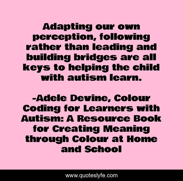 Adapting our own perception, following rather than leading and building bridges are all keys to helping the child with autism learn.