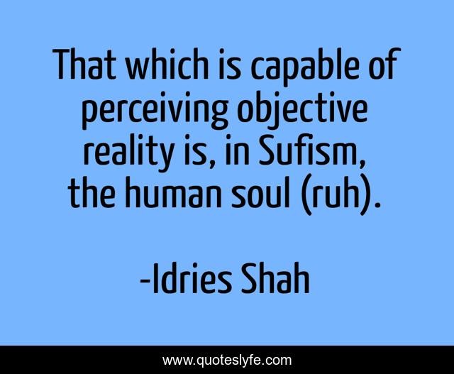 That which is capable of perceiving objective reality is, in Sufism, the human soul (ruh).