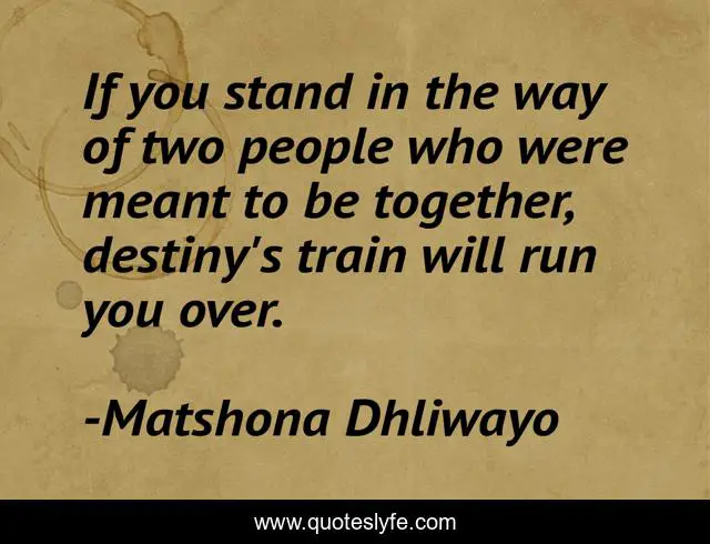 If you stand in the way of two people who were meant to be together, destiny's train will run you over.