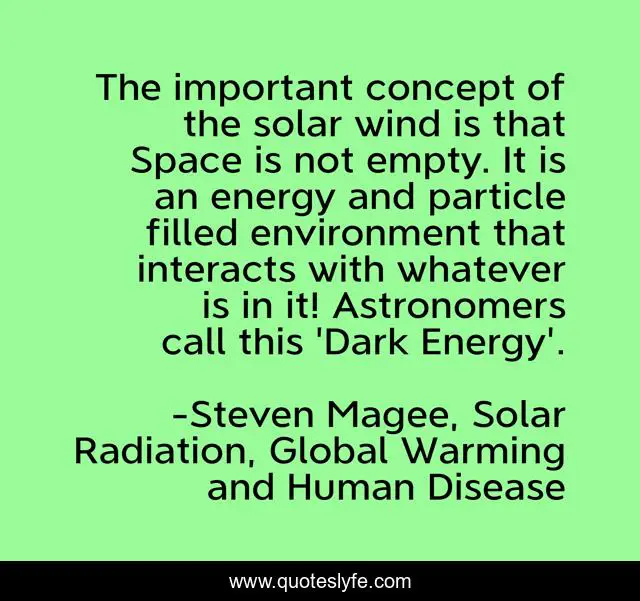 The important concept of the solar wind is that Space is not empty. It is an energy and particle filled environment that interacts with whatever is in it! Astronomers call this 'Dark Energy'.