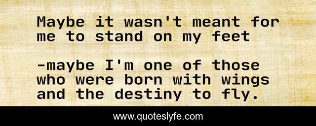 Maybe it wasn't meant for me to stand on my feet