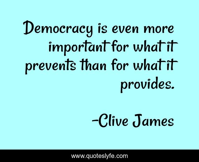 Democracy is even more important for what it prevents than for what it provides.