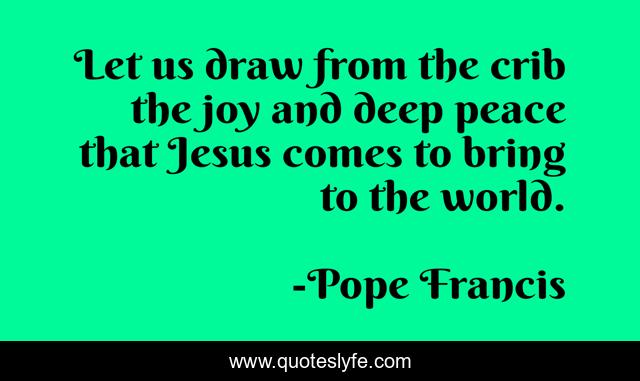 Let us draw from the crib the joy and deep peace that Jesus comes to bring to the world.