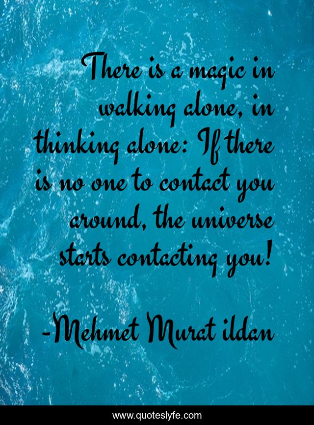 There is a magic in walking alone, in thinking alone: If there is no one to contact you around, the universe starts contacting you!