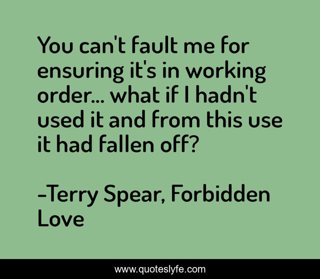 You can't fault me for ensuring it's in working order... what if I hadn't used it and from this use it had fallen off?