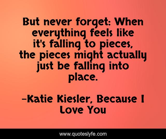 But never forget: When everything feels like it's falling to pieces, the pieces might actually just be falling into place.