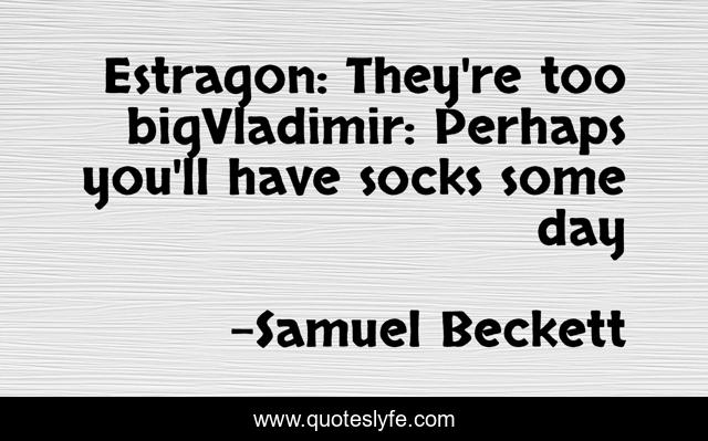 Estragon: They're too bigVladimir: Perhaps you'll have socks some day