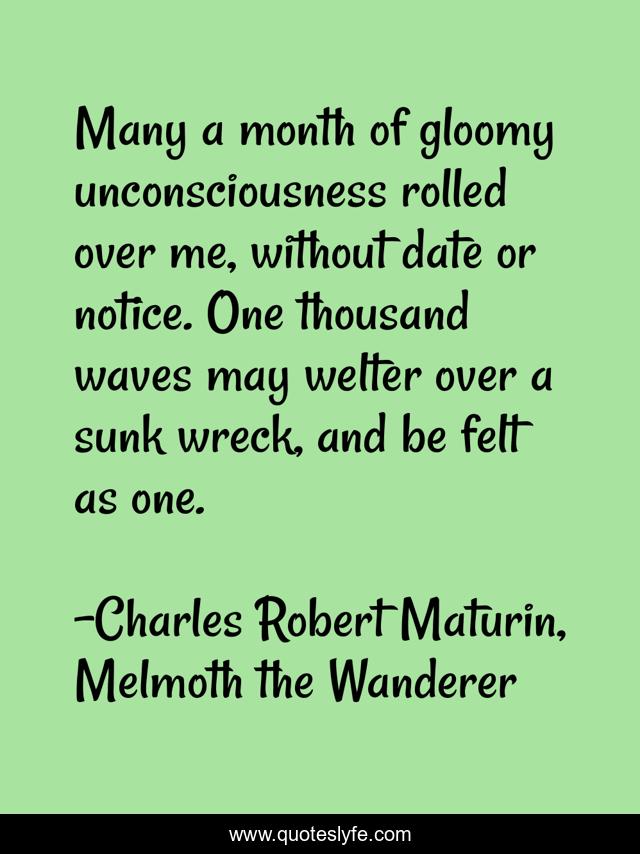 Many a month of gloomy unconsciousness rolled over me, without date or notice. One thousand waves may welter over a sunk wreck, and be felt as one.