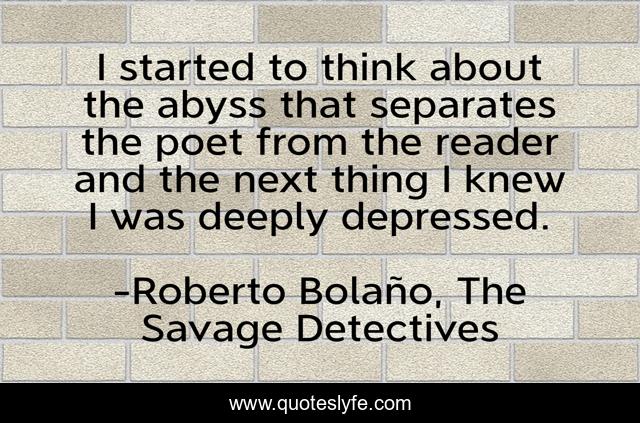 I started to think about the abyss that separates the poet from the reader and the next thing I knew I was deeply depressed.