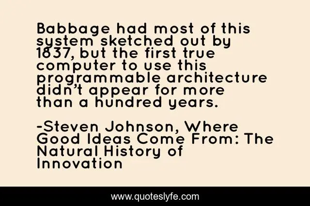 Babbage had most of this system sketched out by 1837, but the first true computer to use this programmable architecture didn’t appear for more than a hundred years.