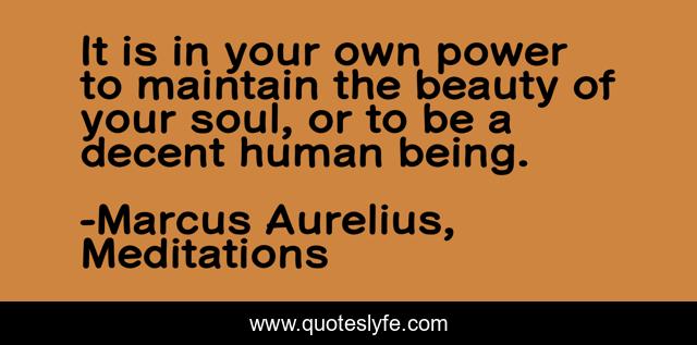 It is in your own power to maintain the beauty of your soul, or to be a decent human being.