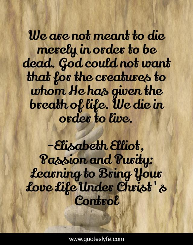 We are not meant to die merely in order to be dead. God could not want that for the creatures to whom He has given the breath of life. We die in order to live.