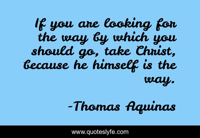 If you are looking for the way by which you should go, take Christ, because he himself is the way.