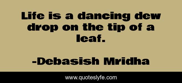 Life is a dancing dew drop on the tip of a leaf.